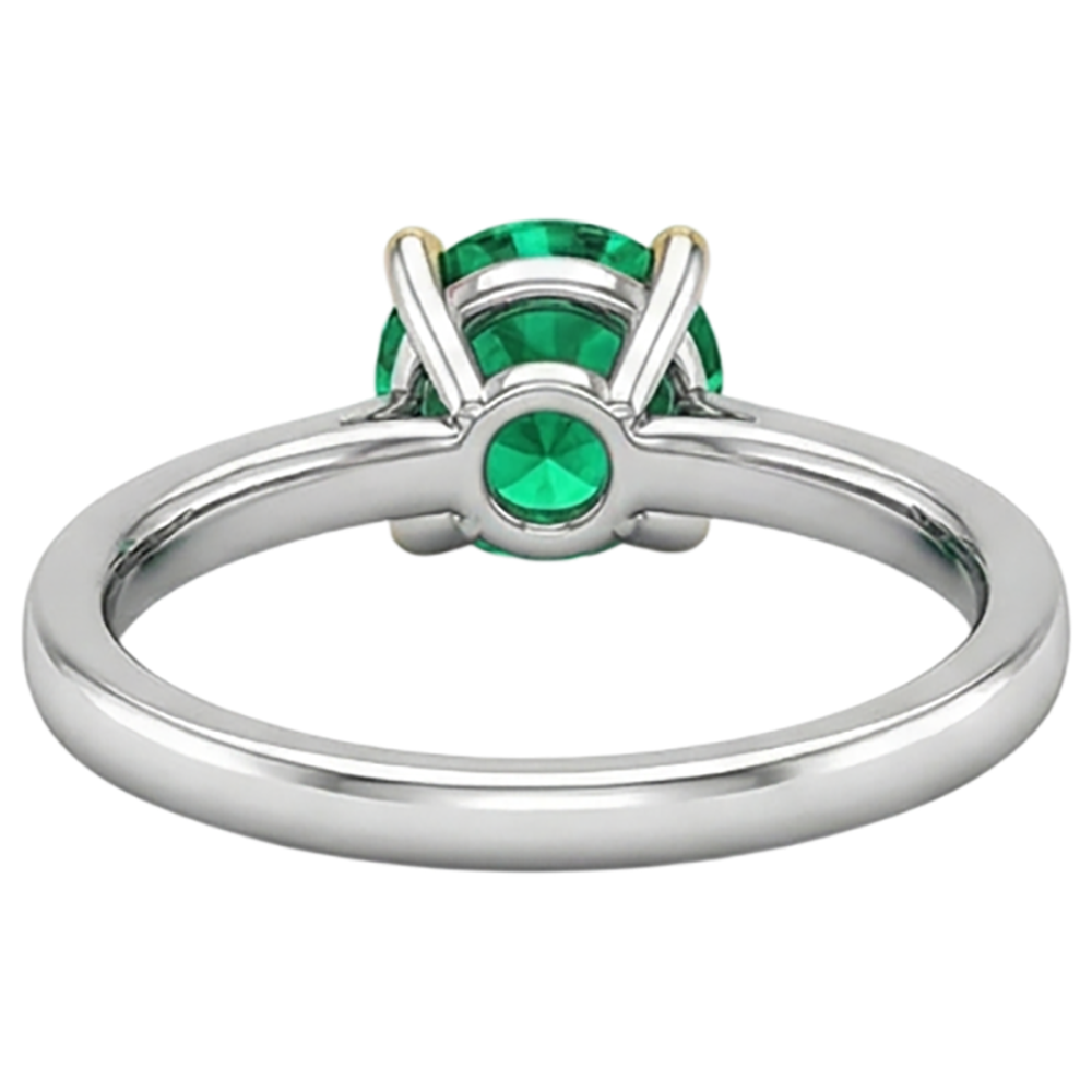Brillantschliff Smaragd Ring in Bicolor 14K Gold – Rückansicht