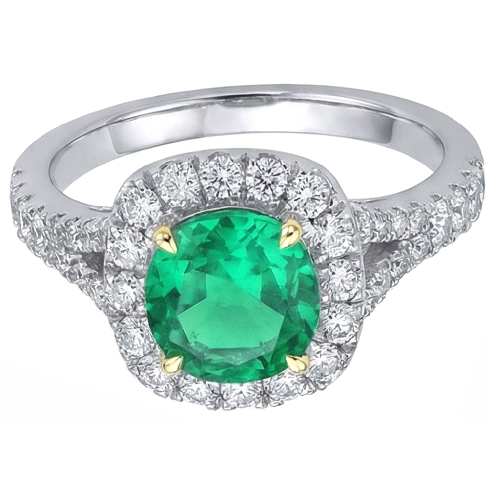 Erdgewonnener Smaragd Edelstein-Ring – Frontansicht