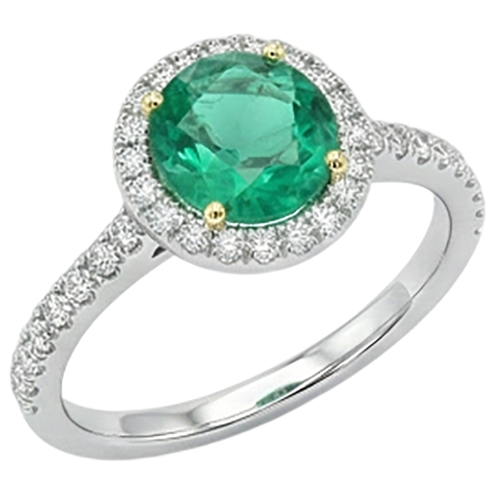 Edler Smaragd Edelstein-Ring 3-Karat Bicolor 14K Gold – Seitenansicht