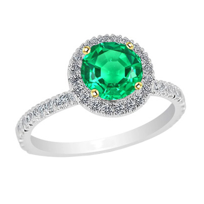Edelstein-Ring Bicolor 14K Gold mit Edler Smaragd – Hauptansicht