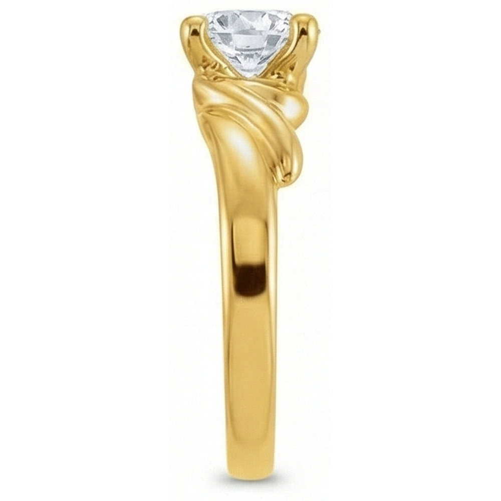 Edler Diamant Antik-Kissen-Schliff Einzelstein-Ring in 14 Karat Gelbgold – Seitenansicht