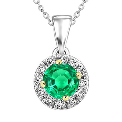 Echter Smaragd Stein-Halskette 2 Karat – Bicolor 14K Gold