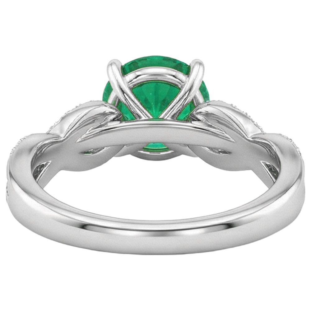 Edler Smaragd Brillantschliff Farbstein-Ring in Zweifarbiges 14K Gold – Rückansicht