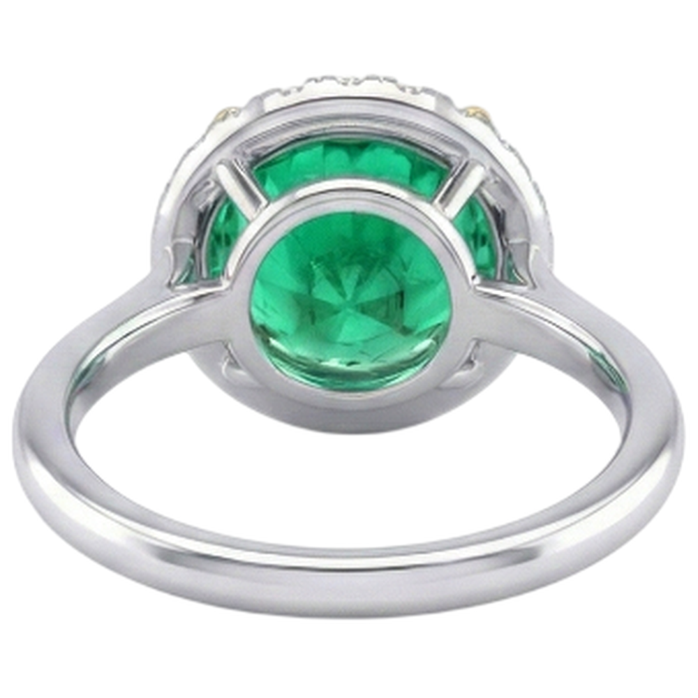 Rund-Brillant Kolumbianischer Smaragd Ring in Zweifarbiges 14K Gold – Rückansicht