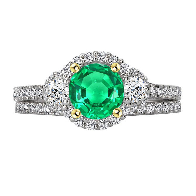 Smaragd Edelstein-Ring 2,50-Karat Bicolor 14K Gold – Hauptansicht