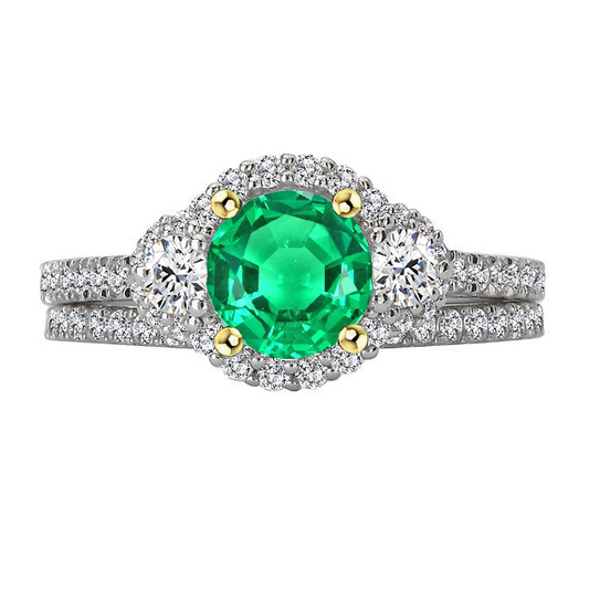 Smaragd Edelstein-Ring 2,50-Karat Bicolor 14K Gold – Hauptansicht
