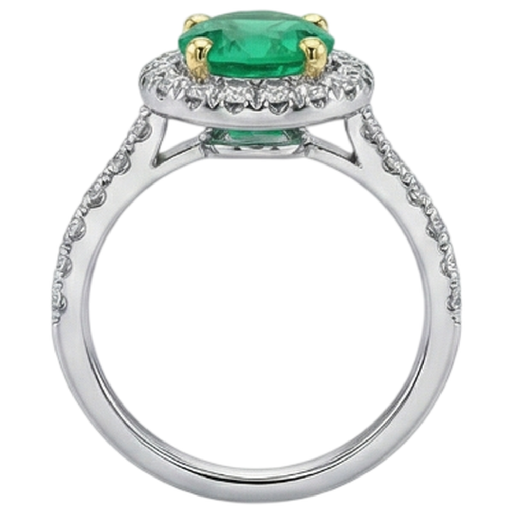 Edelstein-Ring Bicolor 14K Gold mit Smaragd – Profilansicht