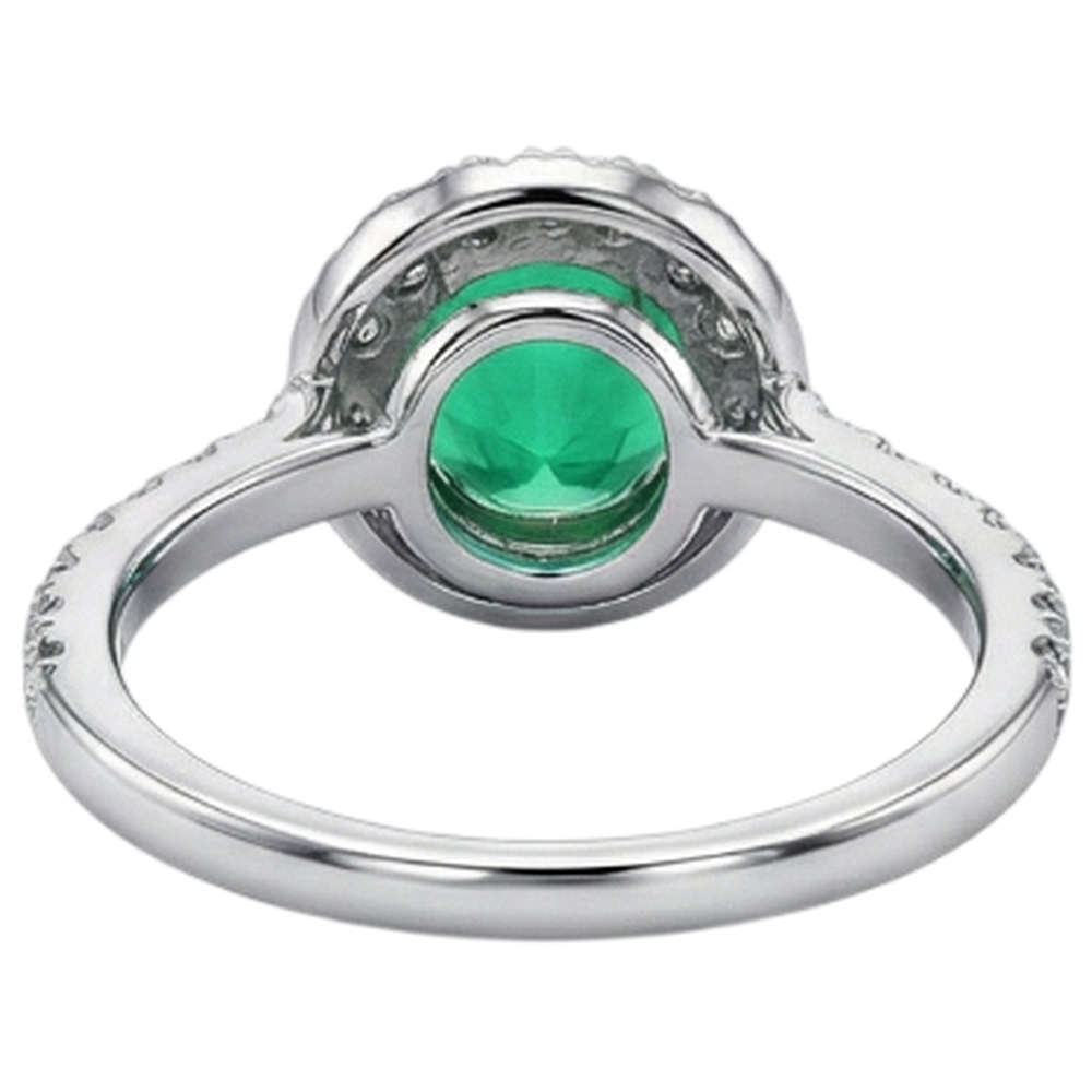 Rund-Brillant Smaragd Ring in Bicolor 14K Gold – Draufsicht