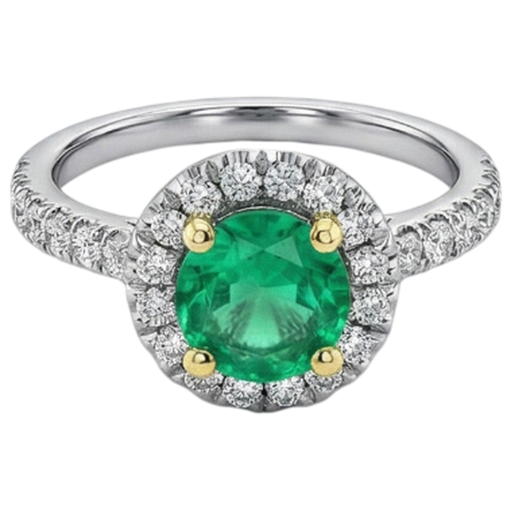 Erdgewonnener Smaragd Edelstein-Ring – Frontansicht