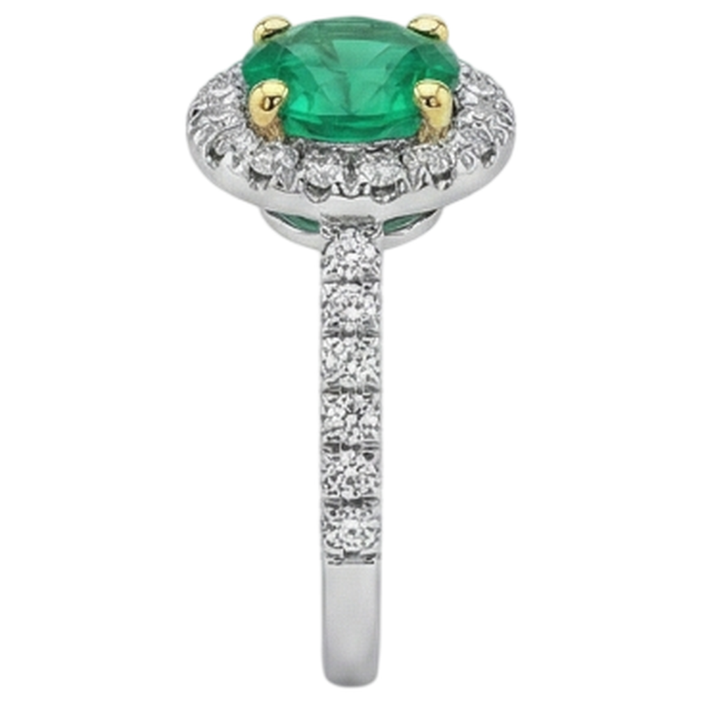 Smaragd Edelstein-Ring 2,50-Karat Bicolor 14K Gold – Rückansicht