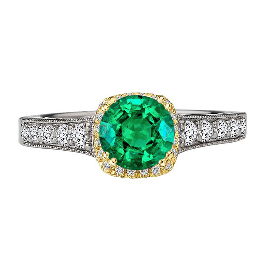 Smaragd Schmuckstein-Ring 2,50-Karat 14 Karat Zweifarbig Gold – Hauptansicht