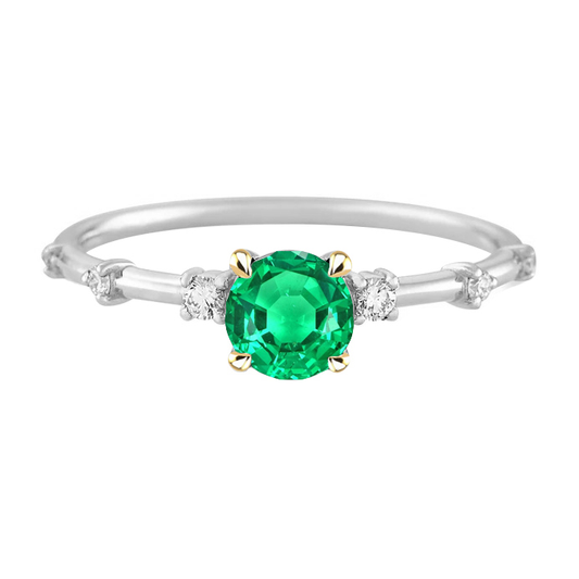 Kolumbianischer Smaragd Edelstein-Ring 2-Karat Zweifarbiges 14K Gold – Hauptansicht