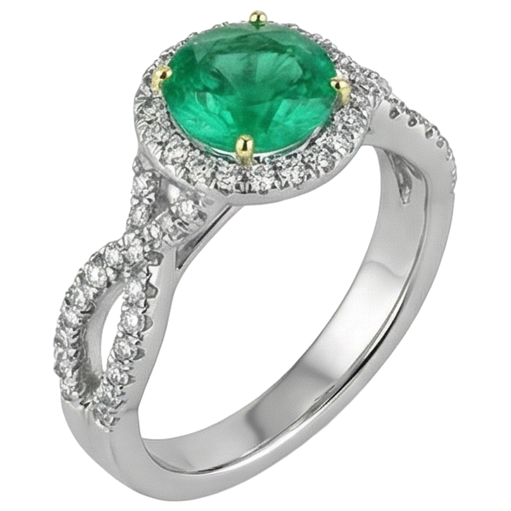 Luxuriöser Smaragd Farbstein-Ring 2,50 Karat – Schrägansicht