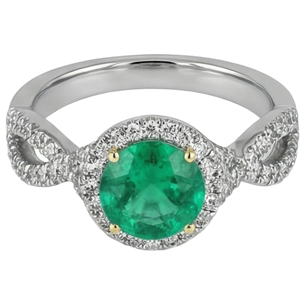 Erdgewonnener Smaragd Farbstein-Ring – Seitenansicht