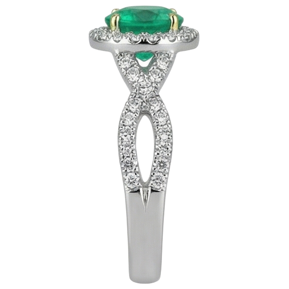 Erdgewonnener Smaragd Farbstein-Ring – Draufsicht