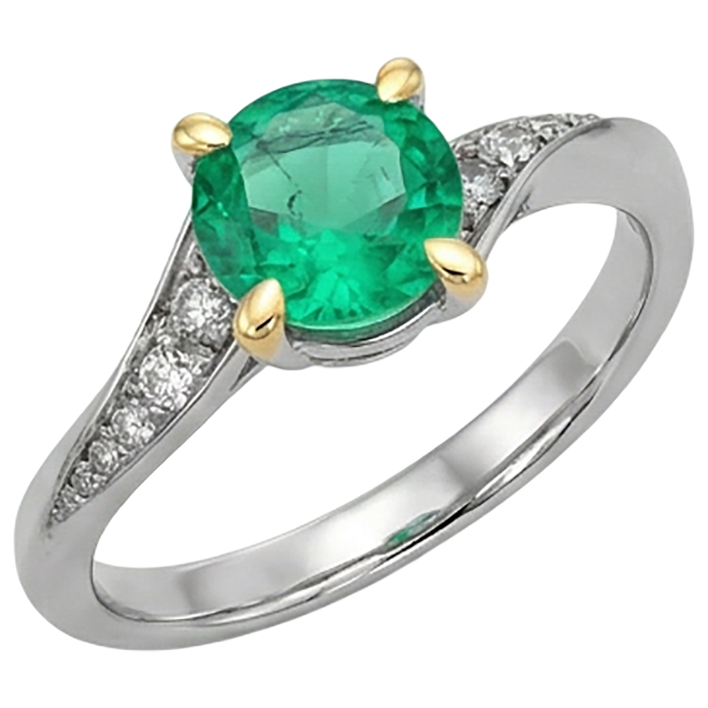 Schimmernder Smaragd Farbstein-Ring 2,50 Karat – Schrägansicht