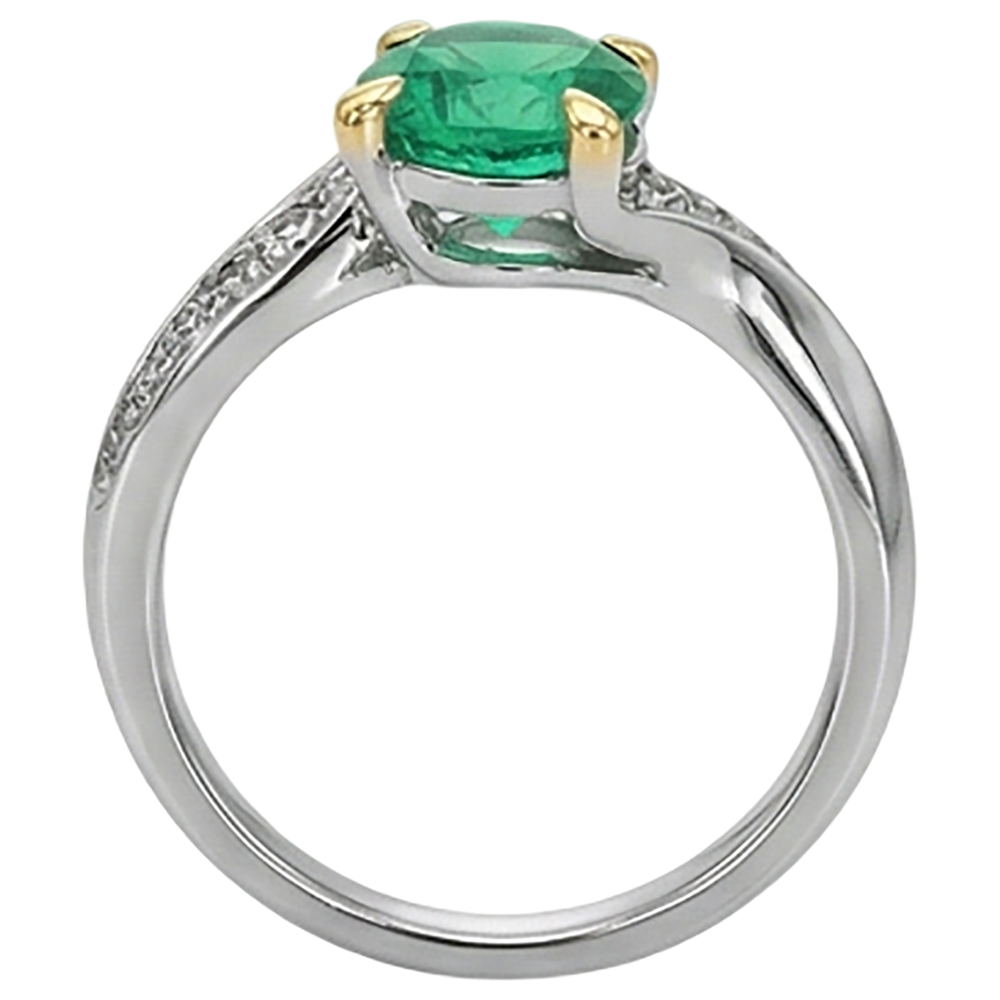 Schimmernder Smaragd Farbstein-Ring 2,50 Karat – Profilansicht