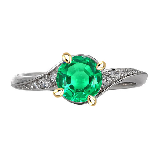 Farbstein-Ring Bicolor 14K Gold mit Smaragd – Hauptansicht