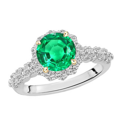 Bicolor 14K Gold Edler Smaragd Farbstein-Ring – 3-Karat