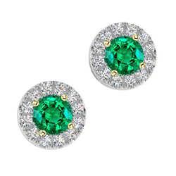 Zweifarbiges 14K Gold GIA-Geprüft Edler Smaragd Gemstone Earring