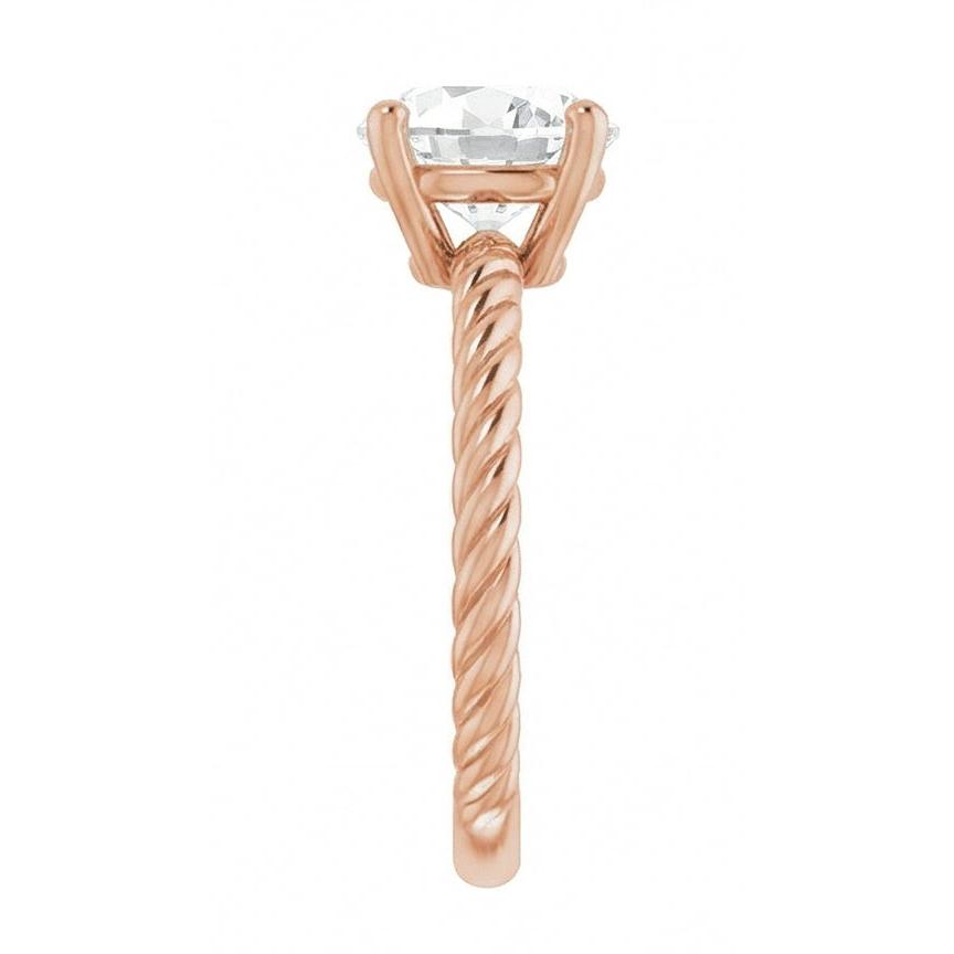 Antik-Kissen-Schliff Diamant Ring in 14 Karat Roségold – Seitenansicht