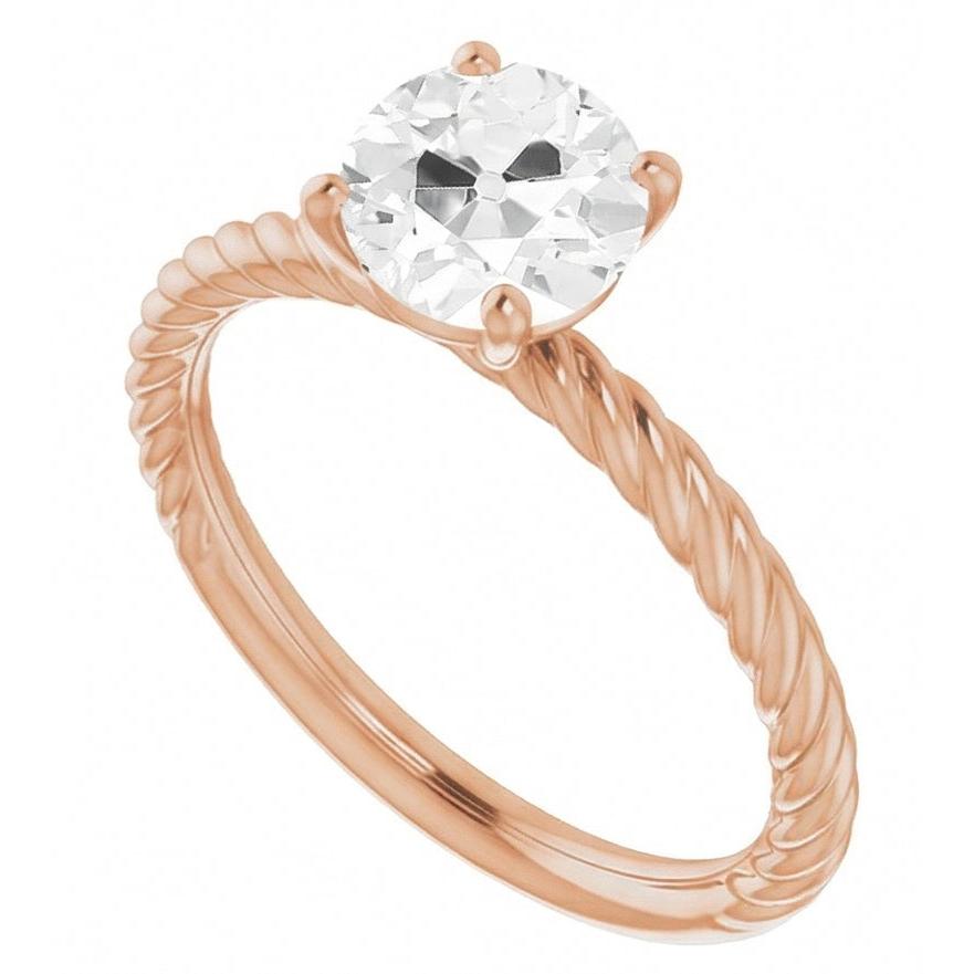 Naturreiner Diamant Solitär-Ring 2 Karat 14 Karat Roségold – Schrägansicht