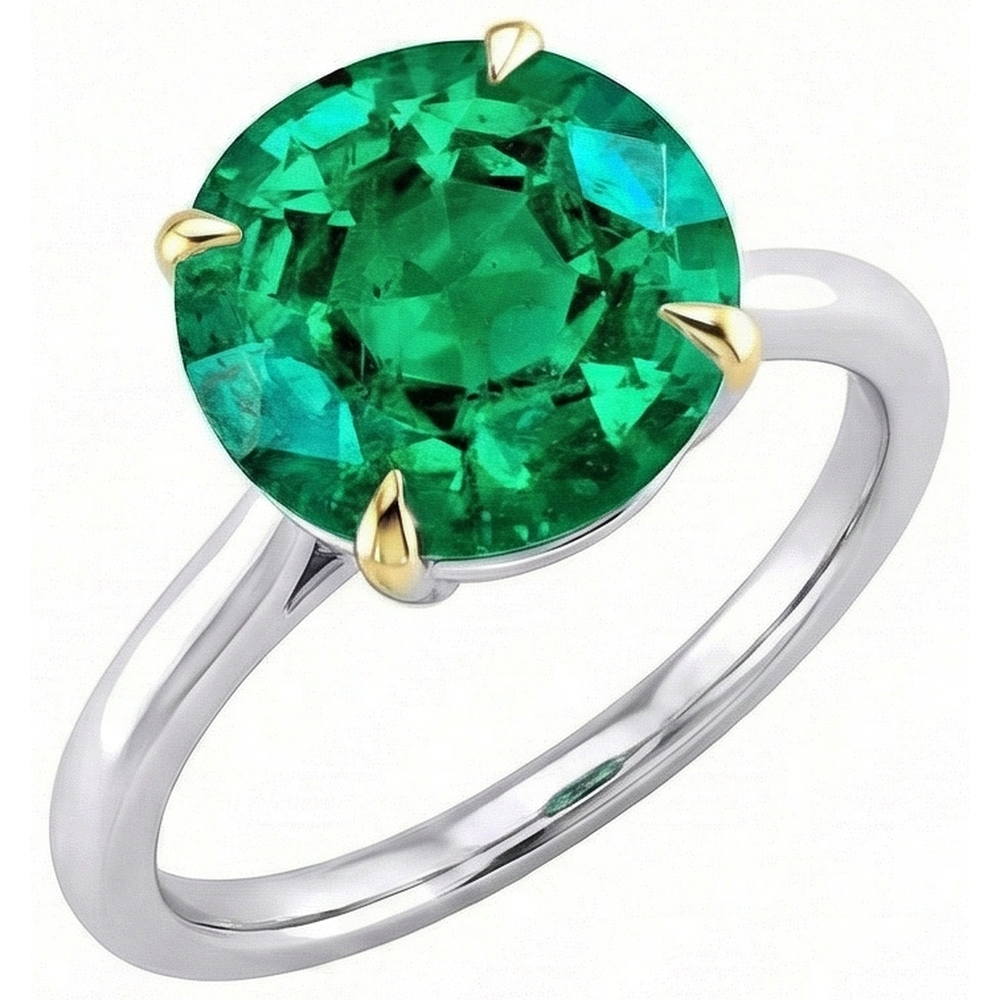 Authentischer Smaragd Edelstein-Ring – Schrägansicht