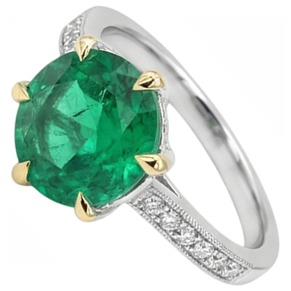 Authentischer Smaragd Schmuckstein-Ring – Profilansicht