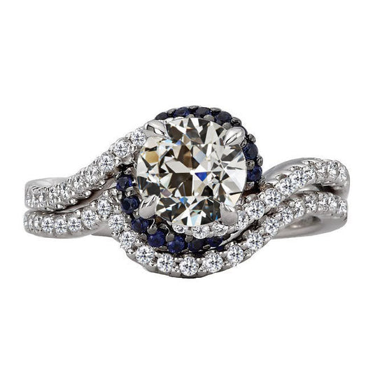 Maßgefertigter Halo-Fassung Ring 2 Karat – Hauptansicht