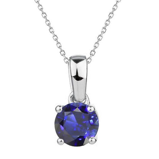 Authentischer Blauer Saphir Schmuckstein-Anhänger 2 Karat 14K Weißgold – Hauptansicht
