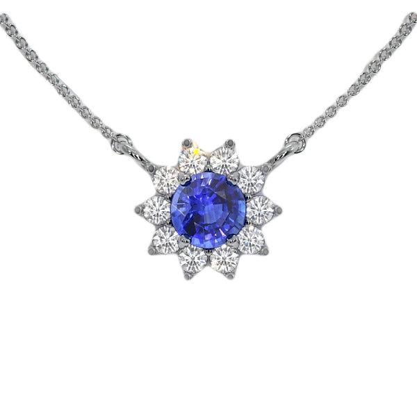 Naturreiner Kornblumenblauer Saphir Schmuckstein-Anhänger 1,50 Karat 14K Weißgold – Hauptansicht