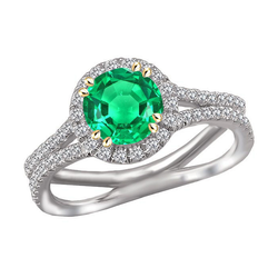 Edler Smaragd Edelstein-Ring – Geteilte Schiene 2,50 Karat 14