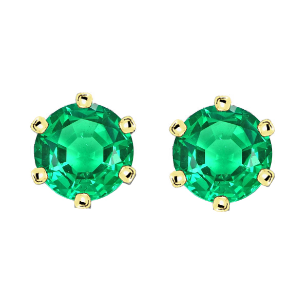 Kolumbianischer Smaragd Gemstone Earring 3-Karat 14K Gelbgold – Hauptansicht