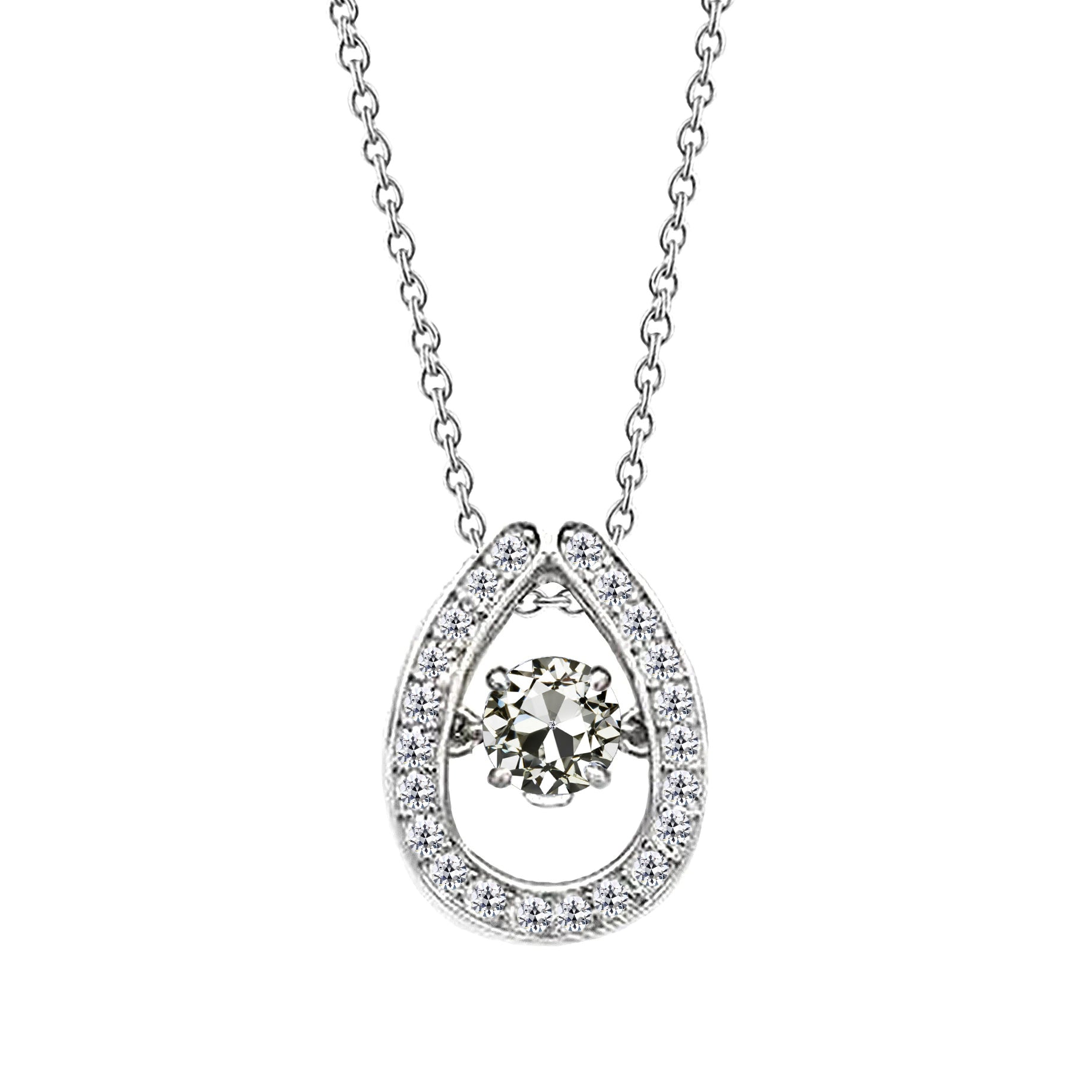 Hänge-Anhänger 14K Weißgold mit Diamant – Hauptansicht
