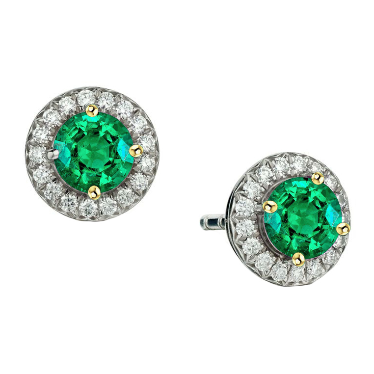 Gemstone Earring Bicolor 14K Gold mit Kolumbianischer Smaragd – Hauptansicht