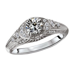 14K Weißgold Antik Brillant Brautring 2 Karat