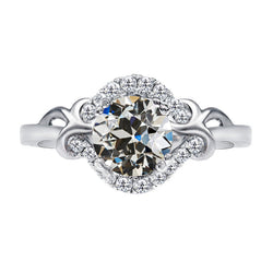 Diamant Halo-Ring 2 Karat F/VS1 – 14 Karat Weißgold