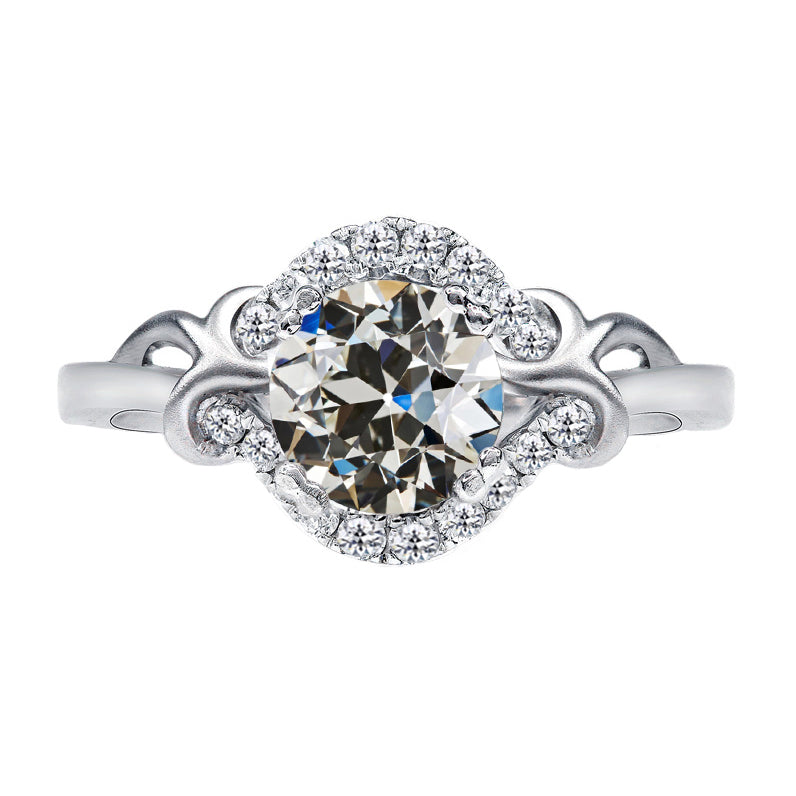 Diamant Halo-Ring 2-Karat 14 Karat Weißgold – Hauptansicht