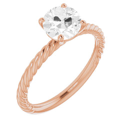 14 Karat Roségold Gedrehte Schiene Diamant Solitär-Ring 2 Karat