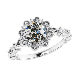 Edler Diamant Solitär-Ring mit Akzenten 1 Karat F/VS1 – 14K