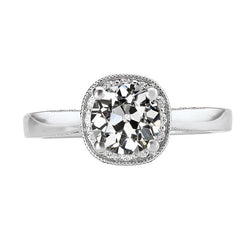 Feiner Antik-Kissen-Schliff Edler Diamant Halo-Verlobungsring