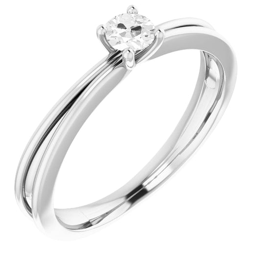 Edler Diamant Antik-Kissen-Schliff Solitär-Verlobungsring in 14K Weißgold – Hauptansicht
