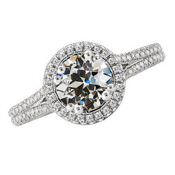 Antik-Kissen-Schliff Edler Diamant Halo-Verlobungsring in 14K