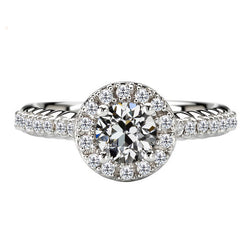 Natürlicher Antik-Kissen-Schliff Brillant Halo-Fassung Ring – 1