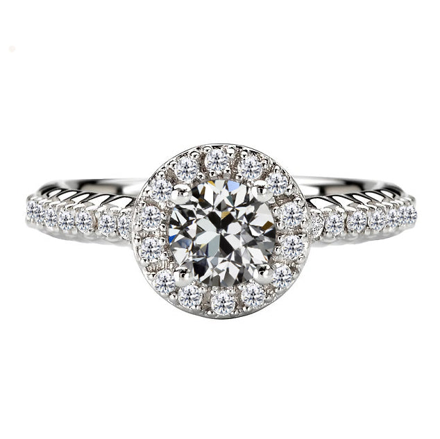 Brillant Halo-Fassung Ring 1-Karat 14K Weißgold – Hauptansicht
