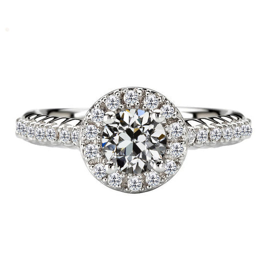 Brillant Halo-Fassung Ring 1-Karat 14K Weißgold – Hauptansicht