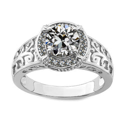 Edler Diamant Vintage Halo-Ring 3 Karat in 14 Karat Weißgold