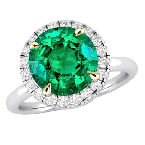 Schmuckstein-Ring Zweifarbiges 14K Gold mit Kolumbianischer Smaragd – Hauptansicht