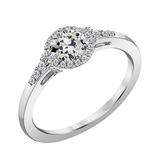 Brillant Antik-Kissen-Schliff Halo-Fassung Ring in 14K Weißgold – Hauptansicht