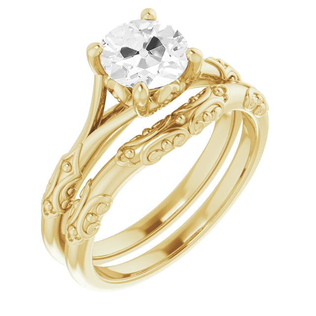 Old Mine Cut Brillant Ring in 14K Gelbgold – Hauptansicht